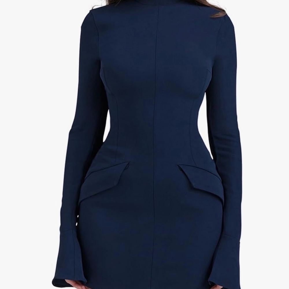 Midnight Blue Long Sleeve Dress